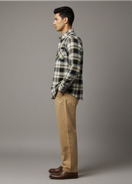 Sr garment Desert Plaid Layered Overshirt