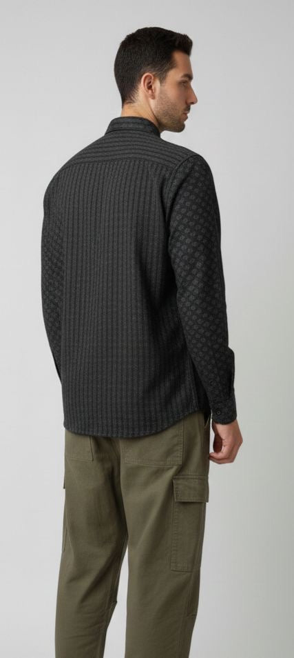 Sr garment Graphite Black Textured Casual Shirt
