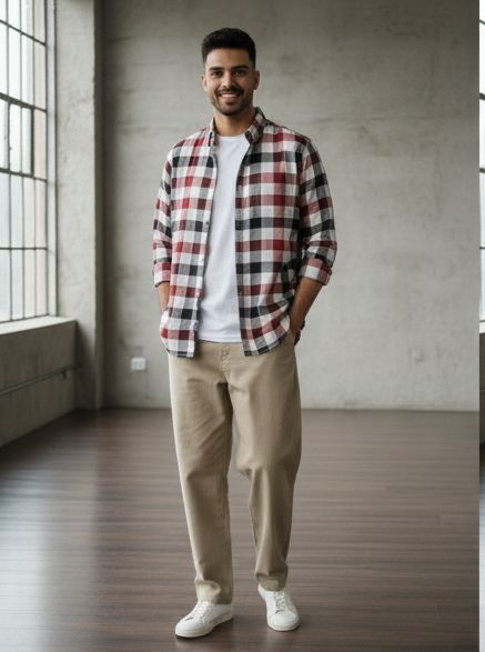 Sr garment Burgundy Ash Check Overshirt