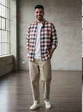Sr garment Burgundy Ash Check Overshirt