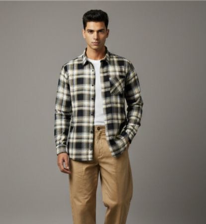 Sr garment Desert Plaid Layered Overshirt
