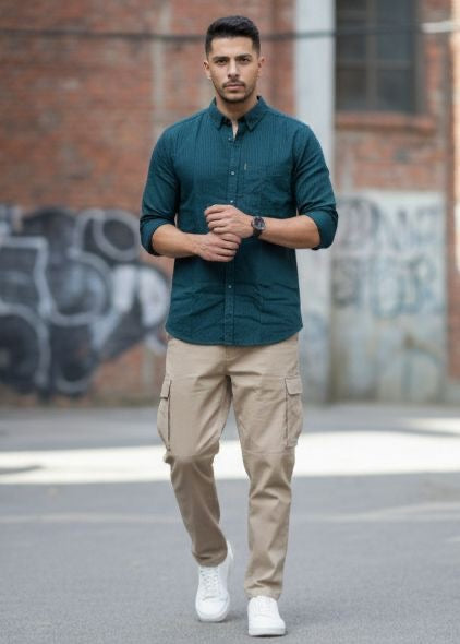 Sr garment Teal Urban Textured Shirt