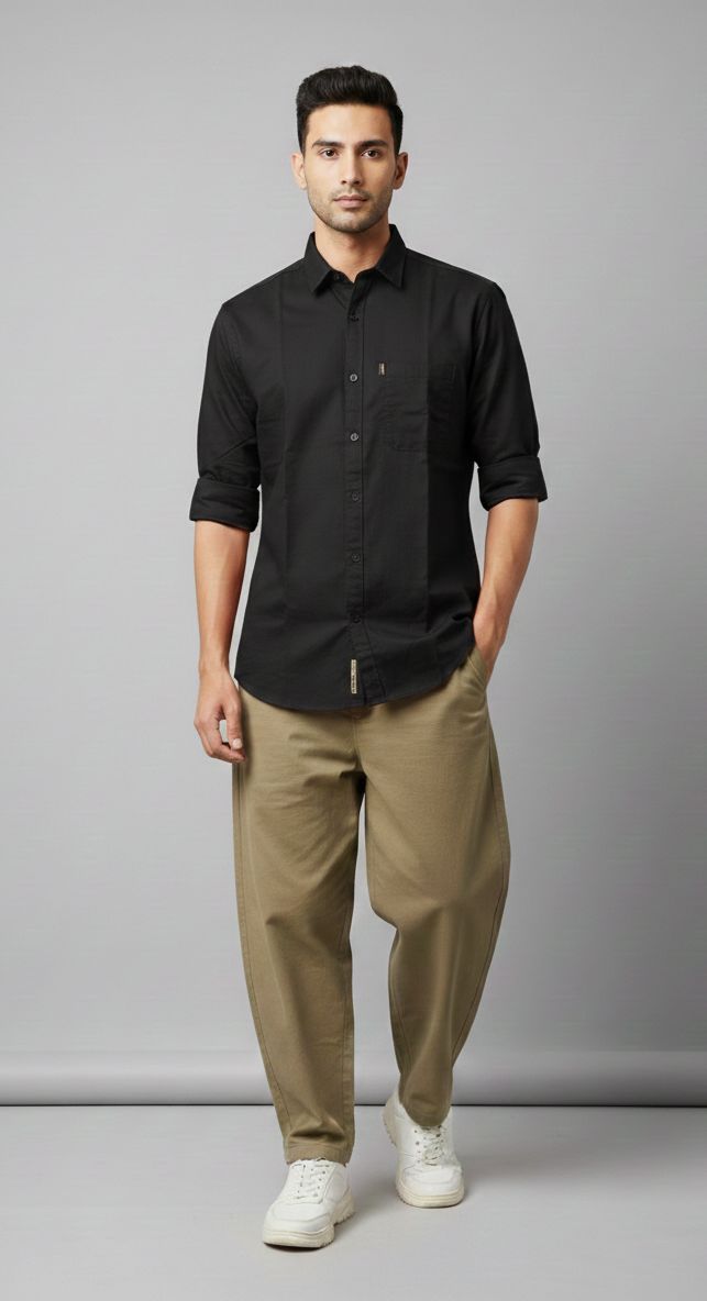 Sr garment Jet Black Classic Casual Shirt