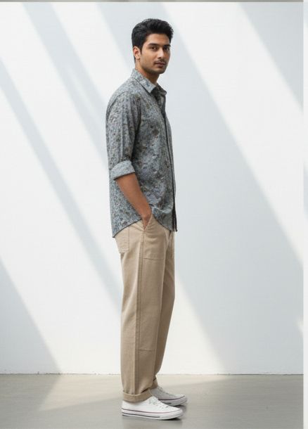 Sr garment Steel Grey Floral Print Shirt