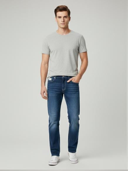 Sr garment MetroCore Blue Slim Denim & Essential Grey Tee