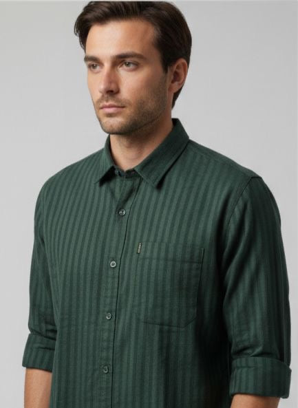 Sr garment Deep Forest Green Textured Shirt
