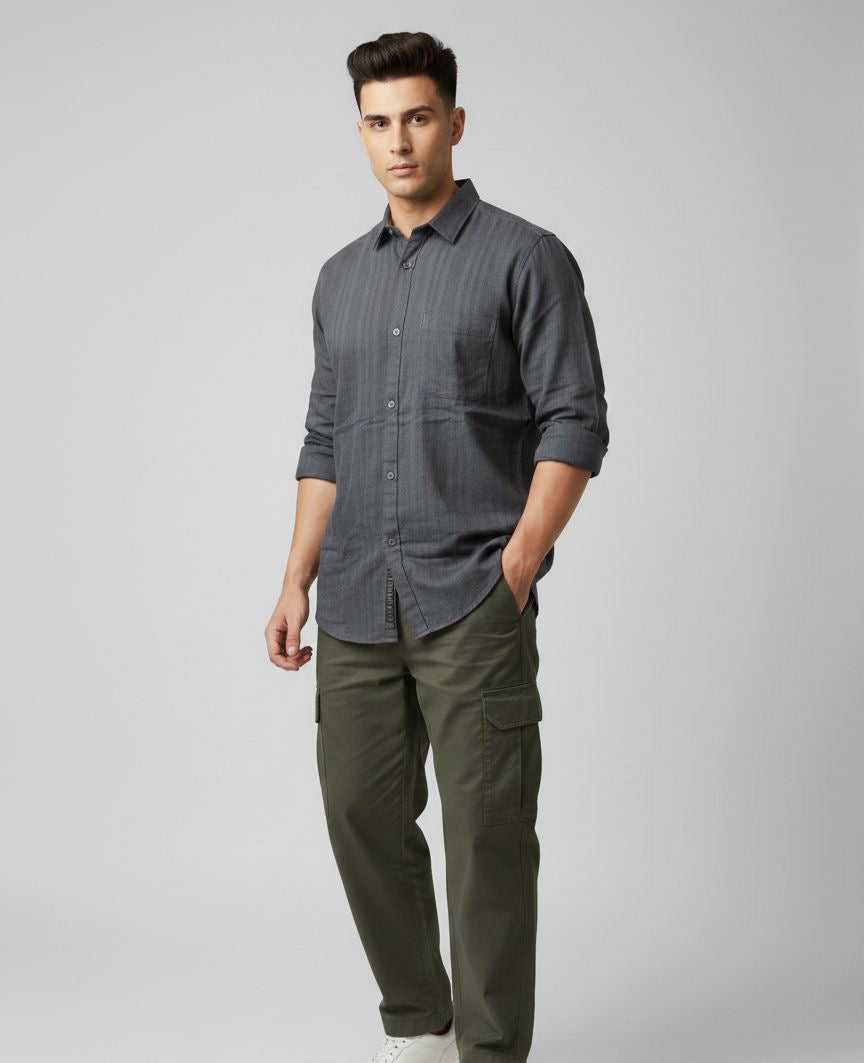 Sr garment Slate Grey Refined Casual Shirt