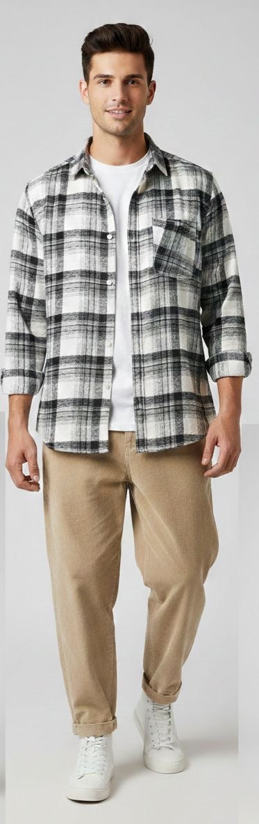 Sr garment Frost Grey Plaid Overshirt
