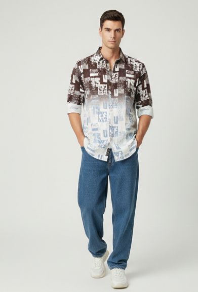 Sr garment Urban Fade Abstract Print Shirt