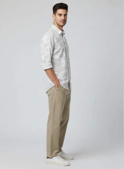 Sr garment Stone Grey Abstract Print Shirt