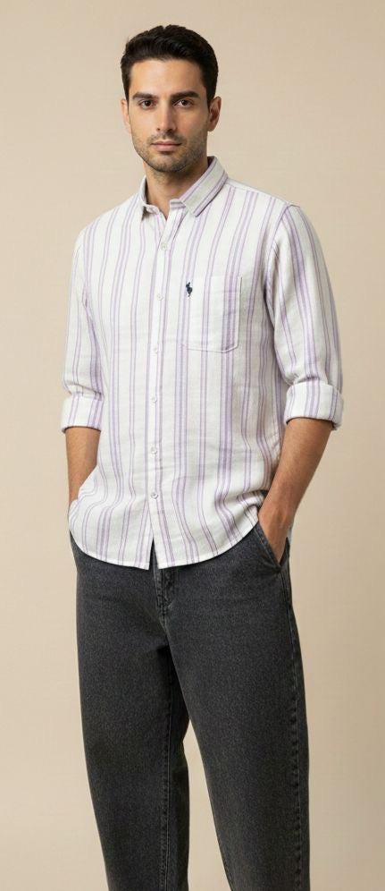 Sir garment Ivory Blush Multi-Stripe Shirt