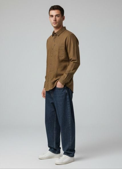 Sr garment Olive Textured Shirt