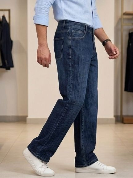 Sr garment Essential Slim-Fit Sky Blue Shirt & Dark Indigo Straight Jeans Combo