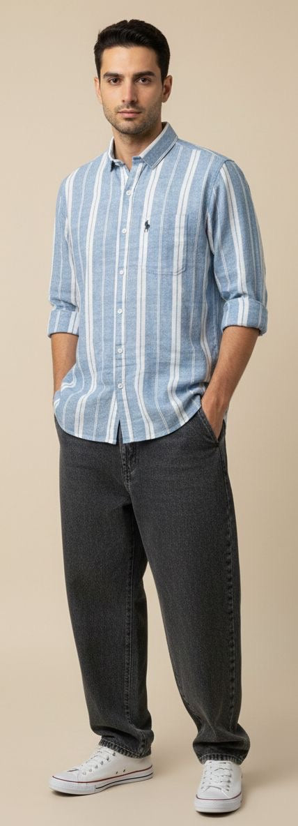 Skyline Blue Vertical Stripe Shirt