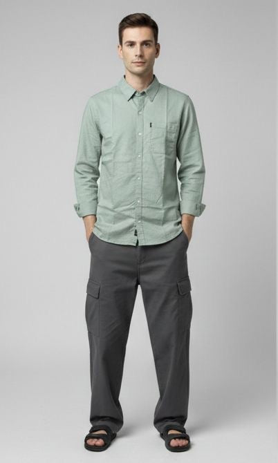Sr garment Mint Sage Casual Button-Down Shirt
