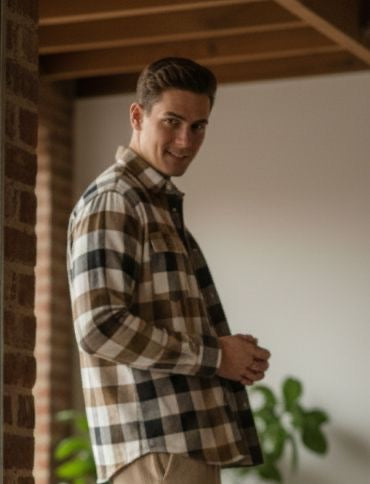 Sr garment Rustic Sand Check Overshirt