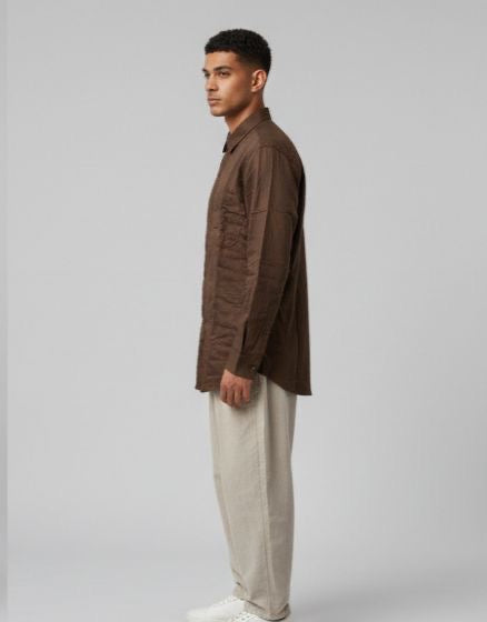 Sr garment Cocoa Brown Textured Relaxed Shirt
