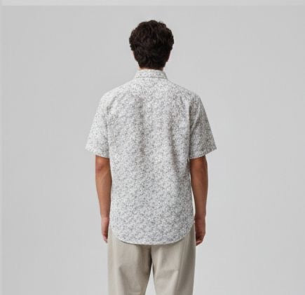 Sr garment Ivory Bloom Micro-Print Shirt
