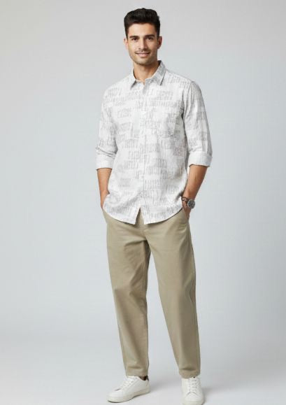 Sr garment Stone Grey Abstract Print Shirt