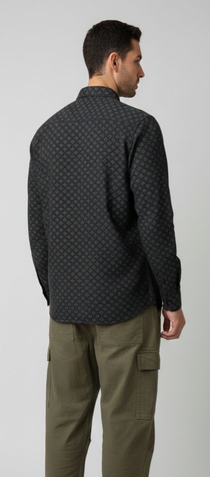 Sr garment Graphite Black Textured Casual Shirt