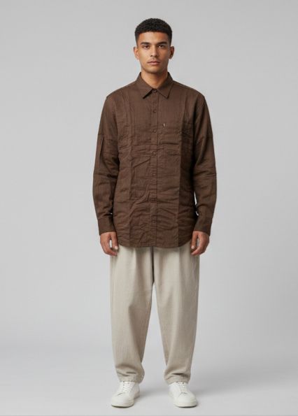 Sr garment Cocoa Brown Textured Relaxed Shirt
