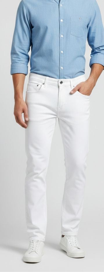 Sr garment HarborLight Slim White Denim & Sky Blue Oxford Shirt
