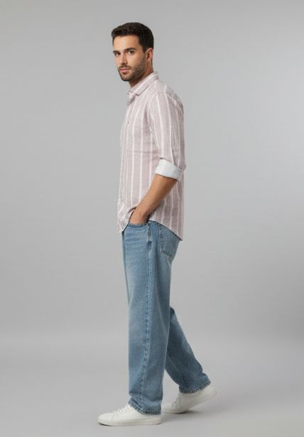 Sr garment Blush Sand Vertical Stripe Shirt