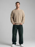 Sr garment Earth Tone Knit Sweater & Deep Green Denim Relaxed Set