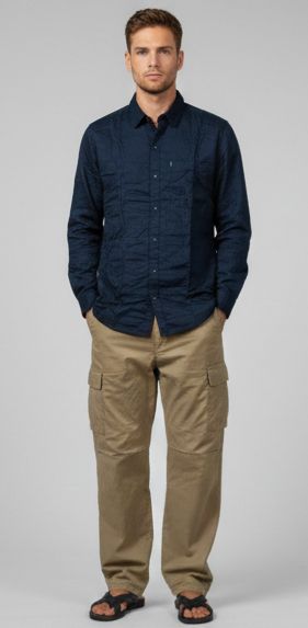 Sr garment Midnight Navy Textured Casual Shirt