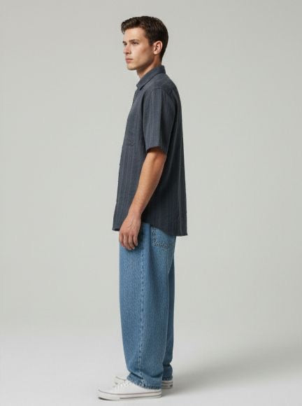 Sr garment Charcoal Stripe Short-Sleeve Shirt