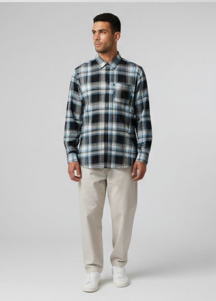 Sr garment Arctic Blue Plaid Button-Down Shirt