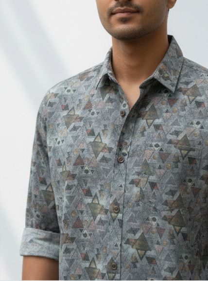 Sr garment Steel Grey Floral Print Shirt