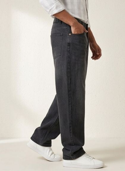 Sr garment Refined Check Slim Shirt & Washed Charcoal Denim Set