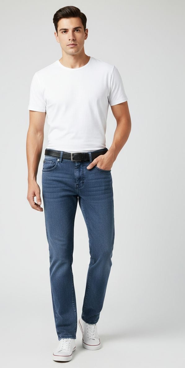 Sr garment Essential Line Slim Blue Denim & Classic White Tee