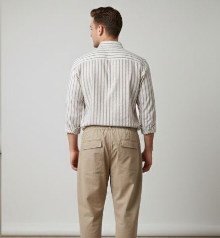 Sr garment Sandstone Vertical Stripe Casual Shirt
