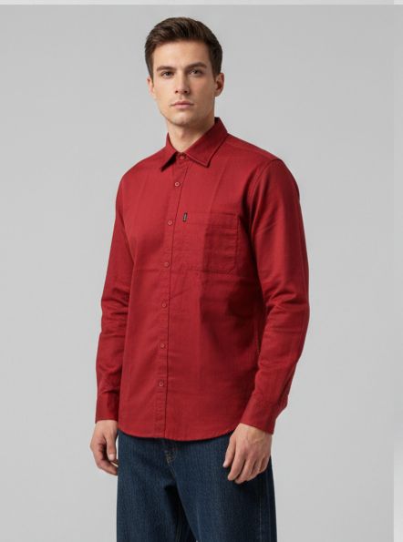 Sr garment Crimson Red Classic Button-Down Shirt