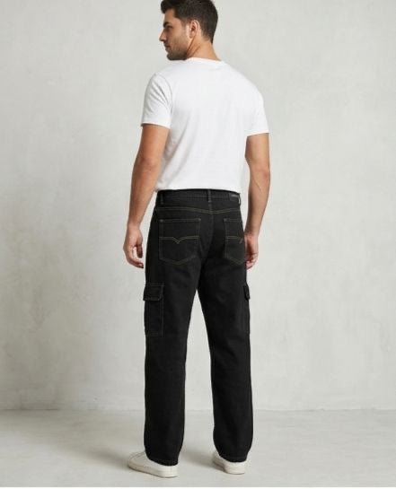 Sr garment Minimal Core White Tee & Black Utility Denim Set