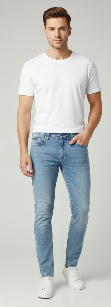 Sr garment Skyline Light Wash Denim & Essential White Tee