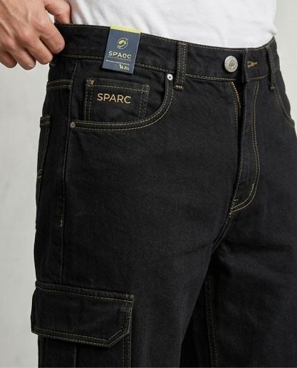 Sr garment Minimal Core White Tee & Black Utility Denim Set