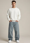 Sr garment Minimal Comfort Cream Sweatshirt & Light Wash Relaxed Denim Set