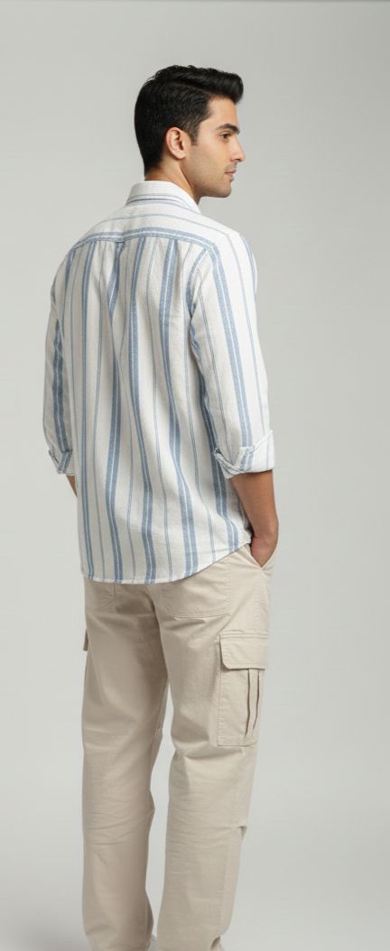 Sr garment Coastal Blue Vertical Stripe Shirt