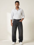 Sr garment Refined Check Slim Shirt & Washed Charcoal Denim Set