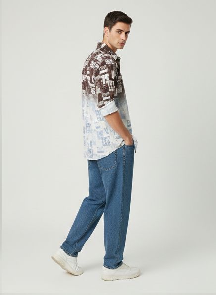 Sr garment Urban Fade Abstract Print Shirt