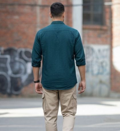 Sr garment Teal Urban Textured Shirt