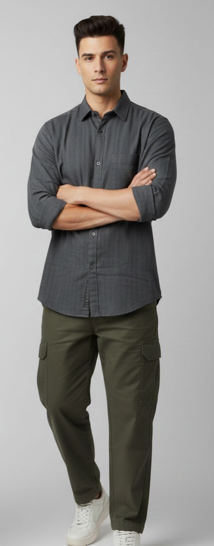 Sr garment Slate Grey Refined Casual Shirt