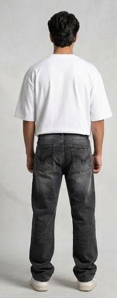 Sr garment Urban Relax Graphic White Tee & Faded Black Denim Set
