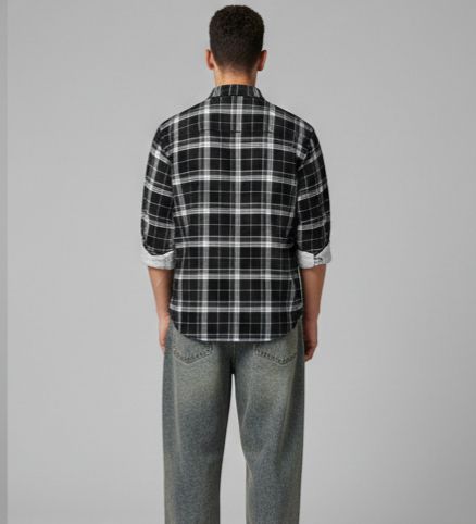 Sr garment Midnight Black Plaid Casual Shirt