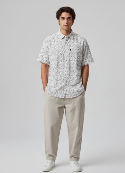 Sr garment Ivory Bloom Micro-Print Shirt