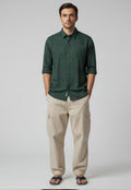 Sr garment Deep Forest Green Textured Shirt