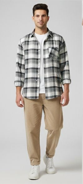 Sr garment Frost Grey Plaid Overshirt